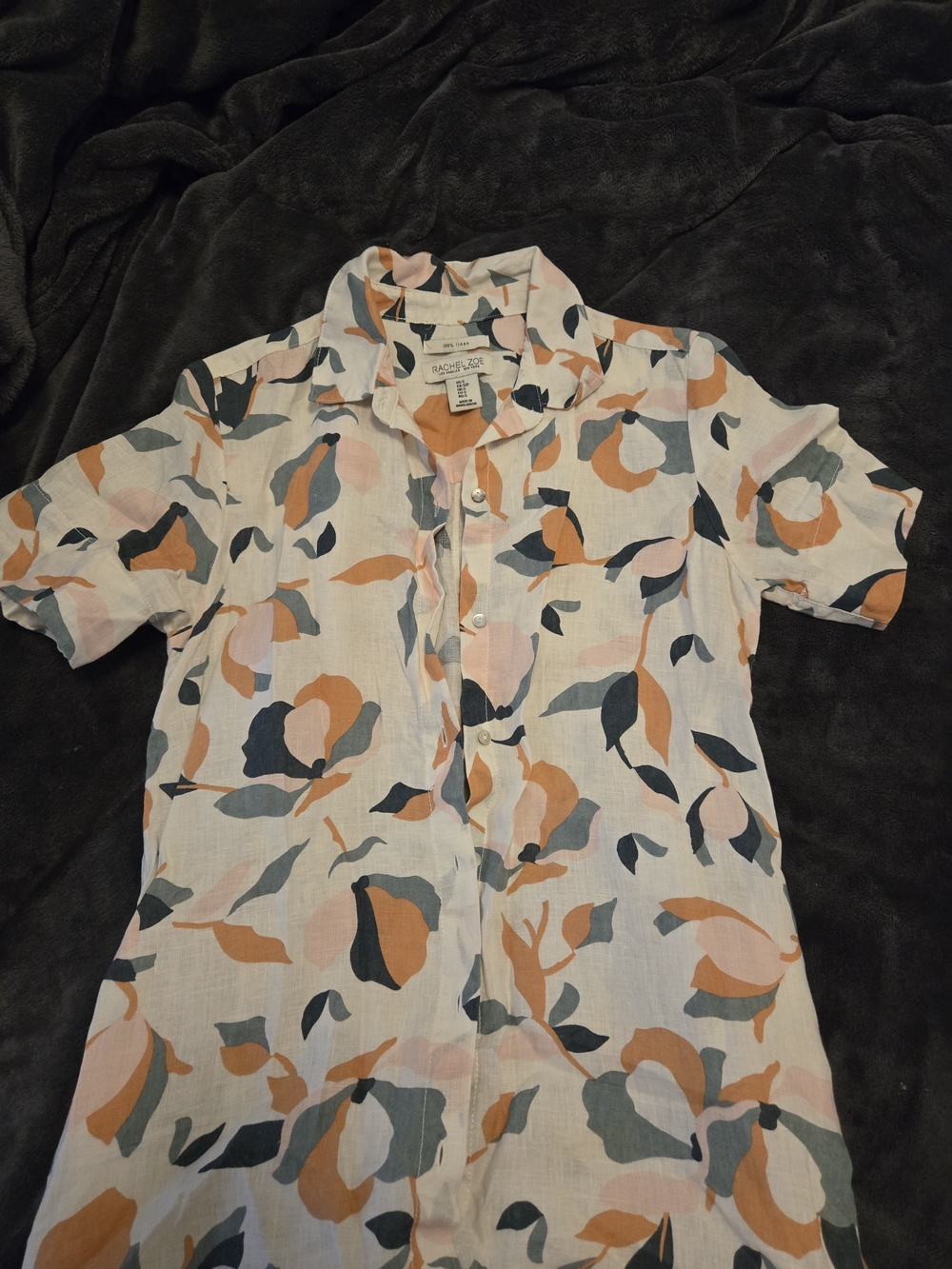 Rachel Zoe Peach, Navy & Blush Floral Button-Down Shirt